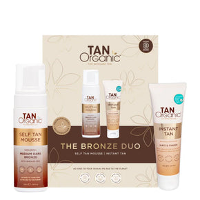 Tan Organic – The Bronze DUO
Two essentials. One flawless glow.

Create a naturally radiant, streak-free tan with Tan Organic – The Bronze DUO — a perfectly paired set of two best-selling tanning essentials designed to give you a golden, hydrated glow with minimal effort.

This duo is ideal for anyone who wants professional tanning results at home, using clean, certified organic ingredients that nourish the skin while delivering beautiful bronze colour.

Why You’ll Love It

Delivers a natural, golden glow

