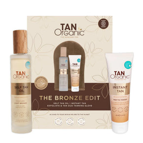 Tan Organic – The Bronze Edit Gift Set
Your complete glow ritual, naturally perfected.

Achieve a flawless, sun-kissed glow from head to toe with the Tan Organic The Bronze Edit Gift Set — a luxurious self-tan collection crafted with certified organic ingredients for beautifully bronzed, hydrated skin.

Perfect for tanning lovers or as a thoughtful gift, this all-in-one set features Tan Organic’s best-selling bronzing essentials, designed to deliver a natural-looking tan without streaks, dryness, or harsh c