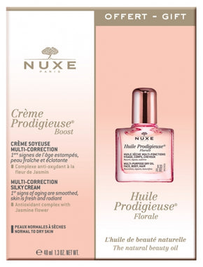 NUXE Crème Prodigieuse Boost Multi-Correction Silky Cream 40 ml + Huile Prodigieuse Florale Multi-Purpose Dry Oil 10 ml